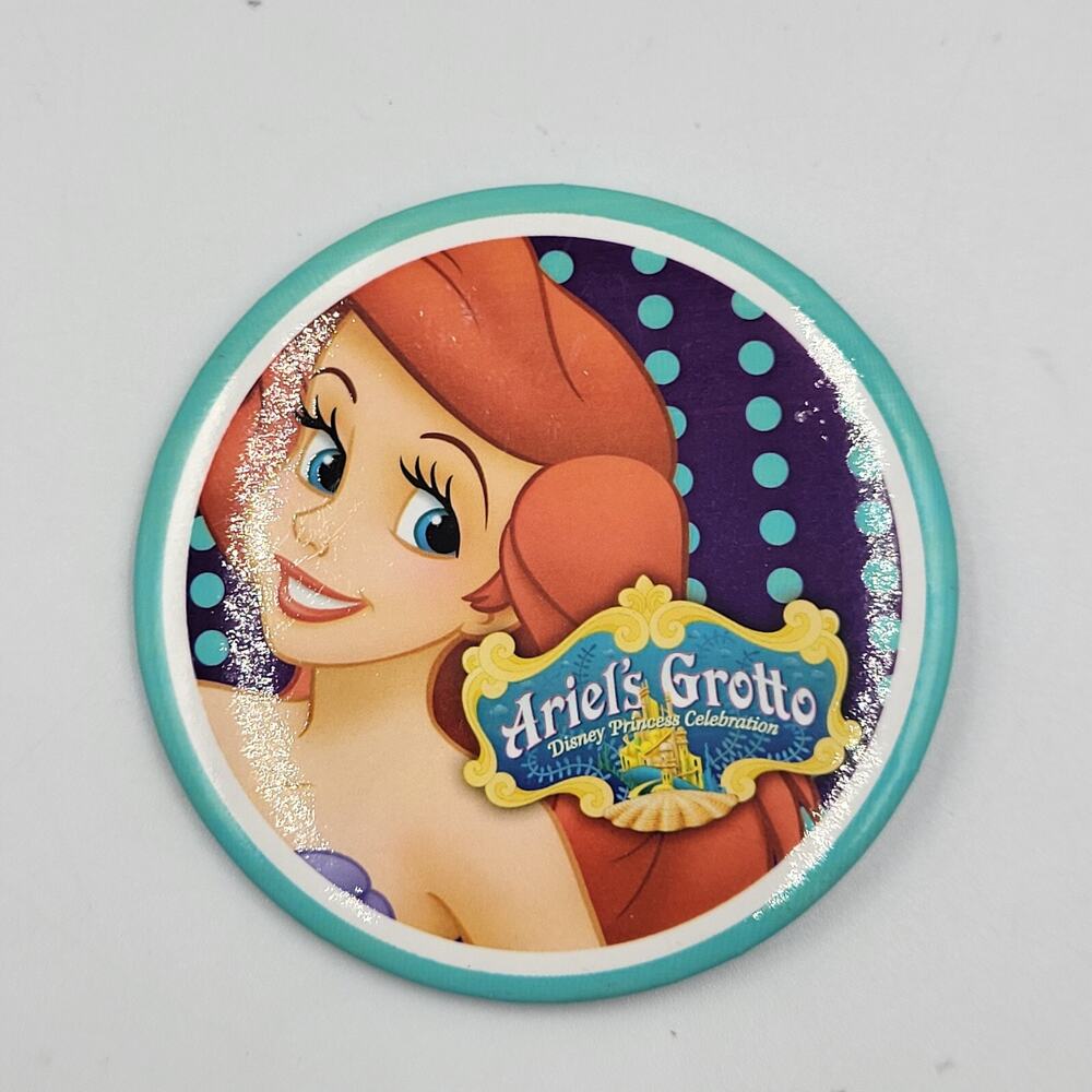 RARE DISNEYLAND ARIEL'S GROTTO PRINCESS CELEBRATION PIN BUTTON LITTLE MERMAID